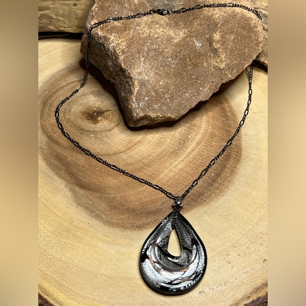 Tear drop infusion glass art necklace